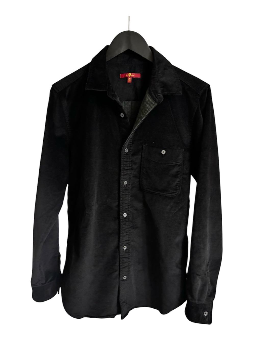 Men's Black Corduroy Button-Up Shirt